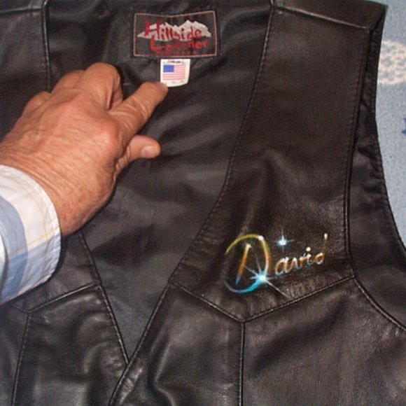 Vintage Nice custom painted leather motorcycle Biker vest of Gray Wolves USA - Picture 2 of 5